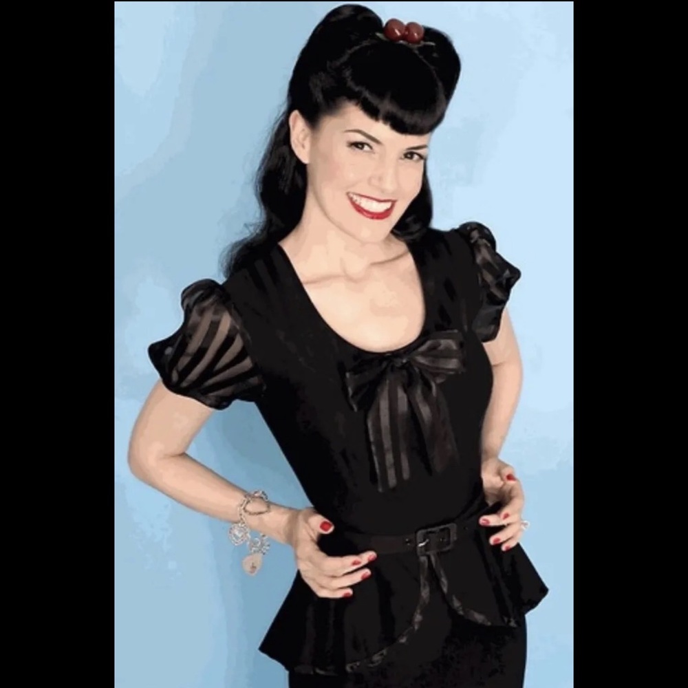 Stop Staring Alicia Estrada 1940s Black Pin-Up Wiggle Peplum Dress-Size Medium